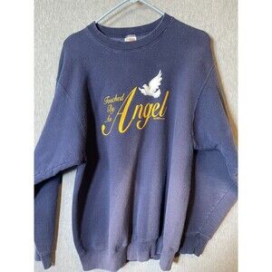 Vintage 90s Fruit of the Loom Touched By An Angel Dove Navy Sweatshirt L